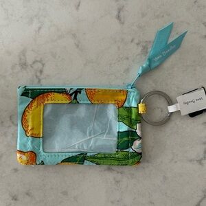 New with Tag Vera Bradley Lemon Grove Pattern Zip ID Holder with Key Ring